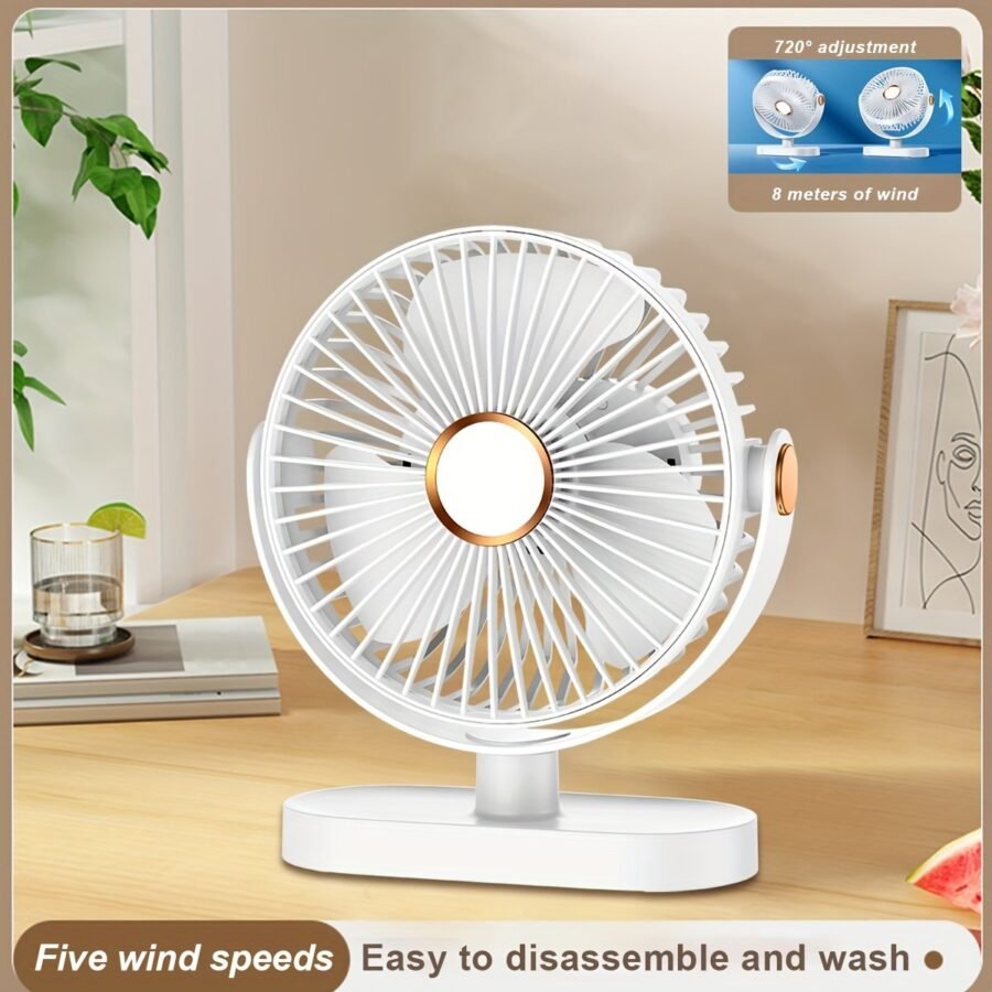 Compact 5-Speed Desktop Fan – 720-Degree Rotation, USB Powered - Image 7